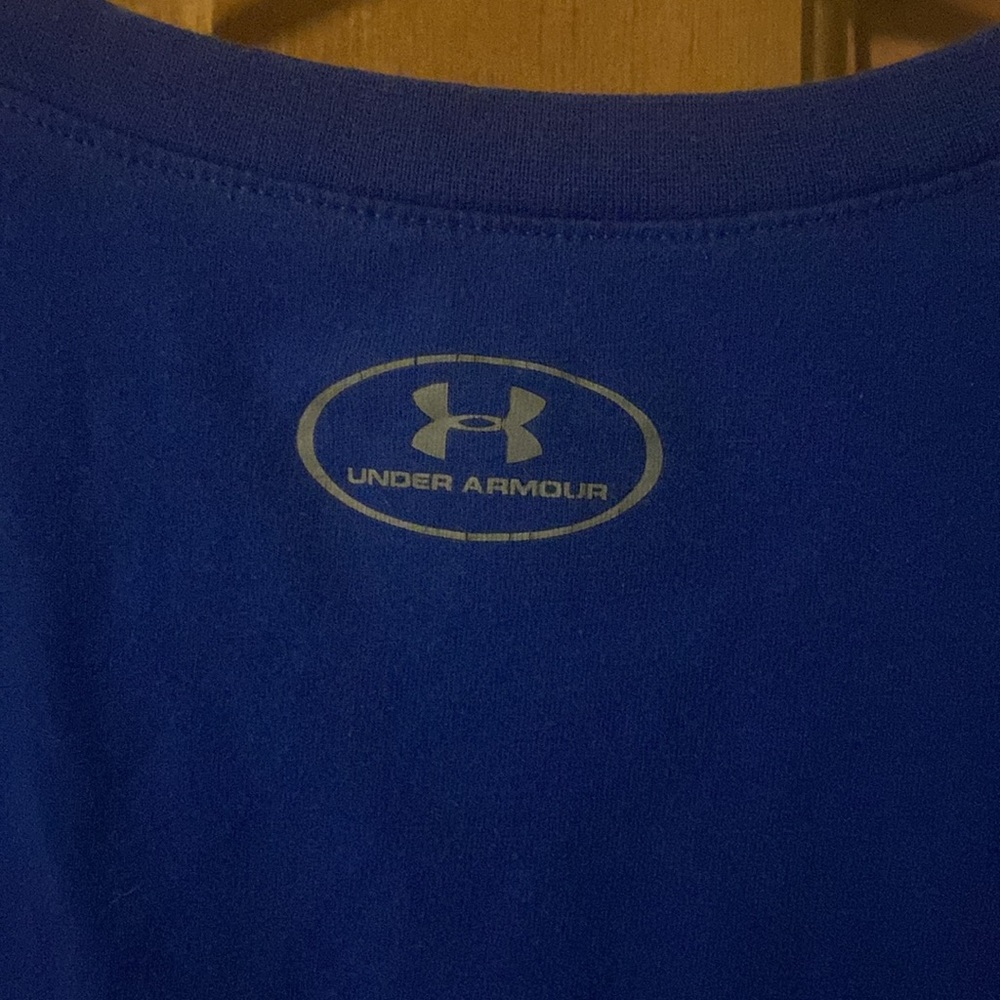 Under Armour Youth Medium 10-12 Loose Fit Short Sleeve Blue Baseball Shirt - Picture 4 of 5